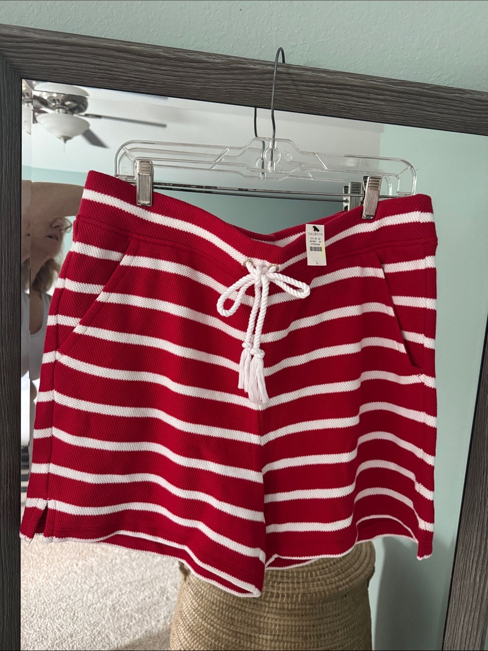 Talbots Red and White Striped Knit Bermuda Shorts